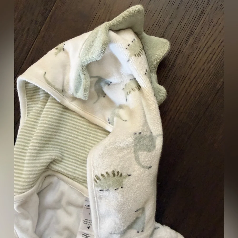 Carter's Cream and Gray Dinosaur Bath Robe